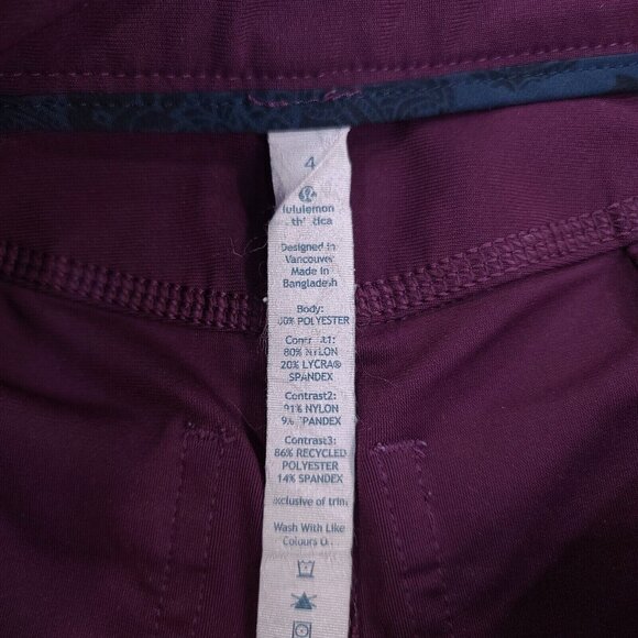 Lululemon Womens Urbanite Pants Size 4 Plum Purple Lightweight Commute Trouser - Picture 9 of 9